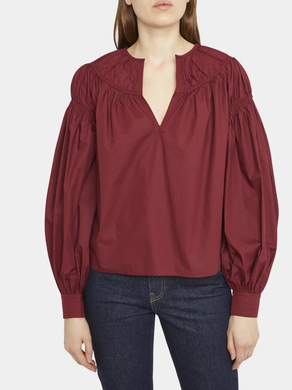 ULLA JOHNSON ORA BLOUSE - BORDEAUX